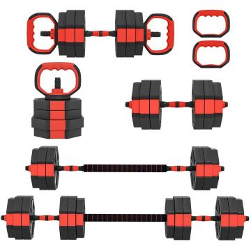 Adjustable dumbbell set 25 kg, 6-in-1, red