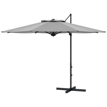 Regulowany parasol ogrodowy z wysięgnikiem, ciemnoszary, Ø 294 × 242 cm
