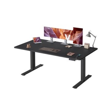 Biurko regulowane na wysokość VASAGLE, 3 przyciski pamięci, czarne, 160 × 72–120 × 80 cm