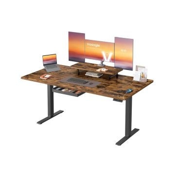 Biurko regulowane na wysokość VASAGLE LSD156KD01, z szufladą, 160 × 80 × 72–120 cm