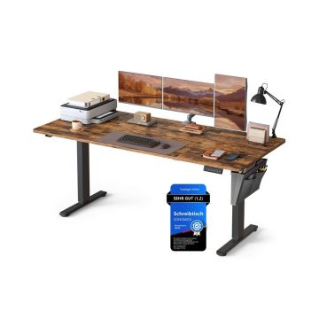SONGMICS Height-Adjustable Desk, 4 Memory Positions, Brown