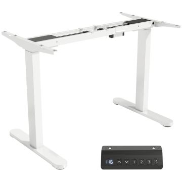 Height-adjustable table frame, electric, 2 motors, White, 100 × 60 × 70–118 cm