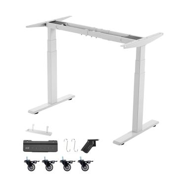 Height-adjustable table frame VEVOR, electric, 2 motors, 3 memory settings, white, 100–180 × 58 × 60–125 cm