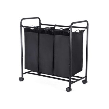 Laundry basket on wheels 3 x 44 L, black