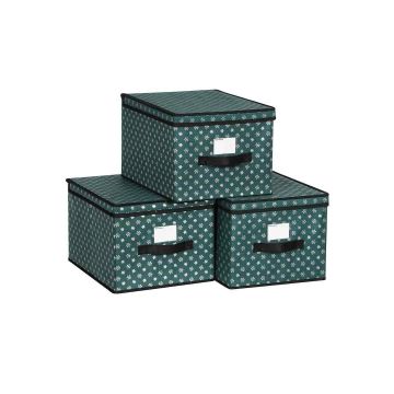 Set of boxes with lids, 3 pieces, green