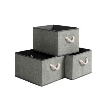 Set of 3 storage boxes 40x30x25cm, grey/white