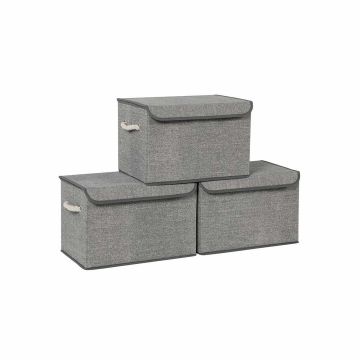 Set of boxes with lids, 3 pieces, grey
