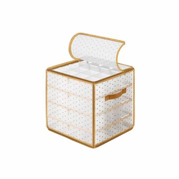 Christmas ornament storage box 33.5x33.5x34cm., gold color