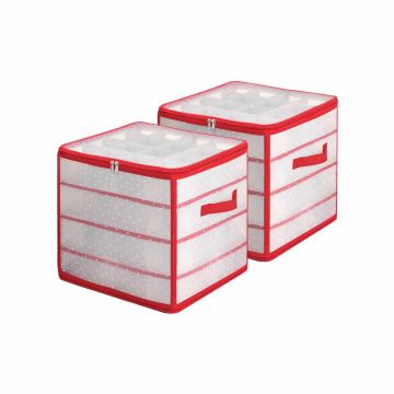 Christmas ornament storage box 34.5x34.5x34cm., red color