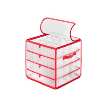 Christmas ornament storage box 33.5x33.5x34cm., red