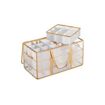 Christmas ornament storage box 64.5x33.5x34cm., gold color