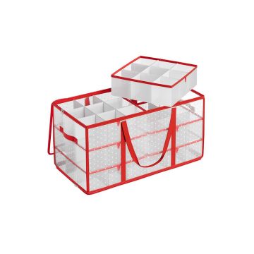 Christmas ornament storage box 64.5x33.5x34cm., red