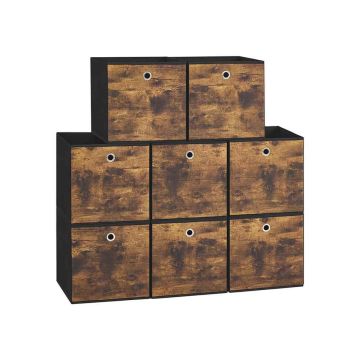 Set of 8 storage boxes 30x30x30cm., black/brown