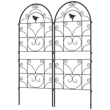 Set of 2 plant supports Outsunny 50x120cm., black