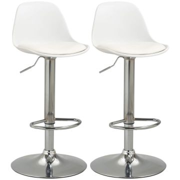Set of 2 bar stools Homcom 38x42x104cm., white/silver color