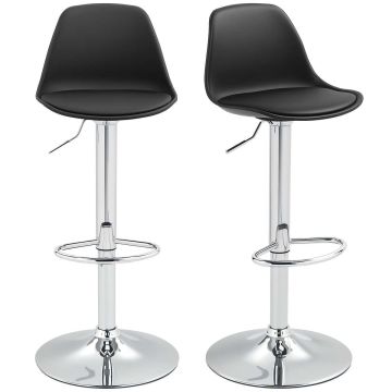 Set of 2 bar stools Homcom 41x41x104cm., black/silver color