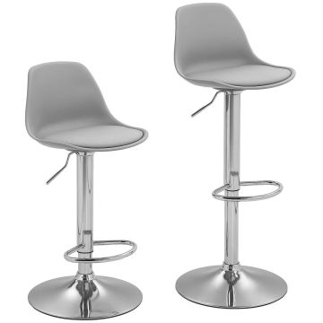 Set of 2 bar stools Homcom 41x41x104cm., light gray/silver color
