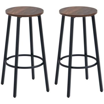 Set of 2 bar stools Homcom 42x42x65cm., black/brown