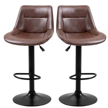 Set of 2 bar stools Homcom 46.5x50x108cm., black/brown
