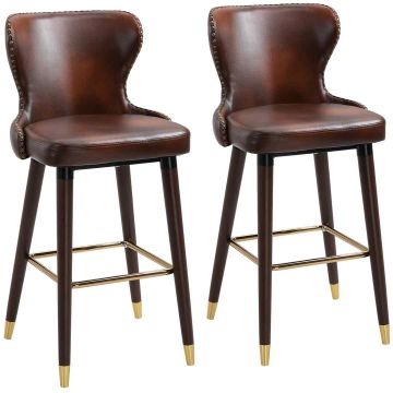 Set of 2 bar stools Homcom 52x53x101cm., dark brown