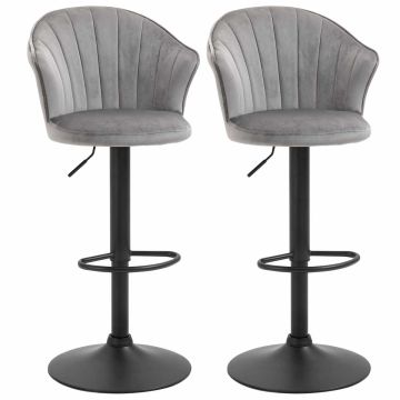 Set of 2 bar stools Homcom 54x56x111cm., black/gray