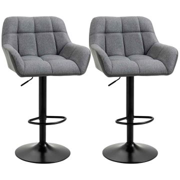 Set of 2 bar stools Homcom 57.5x52.5x114cm., gray/black