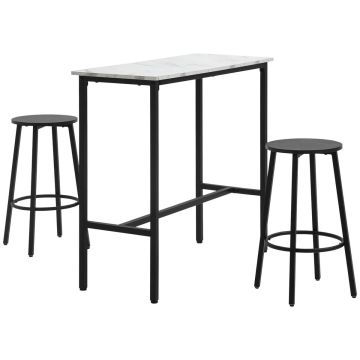 Set of 2 bar stools with tables Homcom, black/white