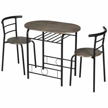 Set of 2 bar stools with tables Homcom, black/brown