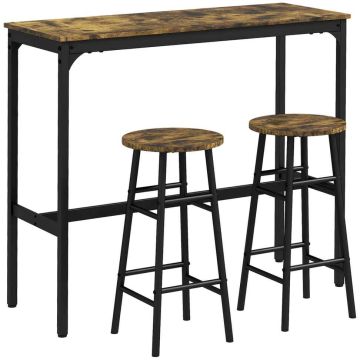 Set of 2 bar stools with tables Homcom, black/brown