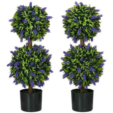 Set of 2 artificial plants Homcom 15x15x70cm., various colors