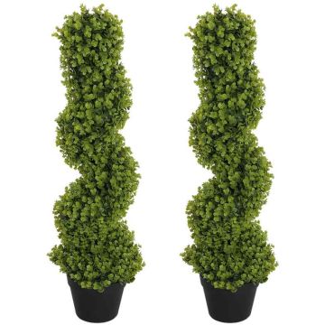 Set of 2 artificial plants Homcom 17.5x17.5x90cm., green/black
