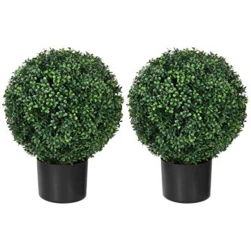 Set of 2 artificial plants Homcom 40x40x52cm., green/black