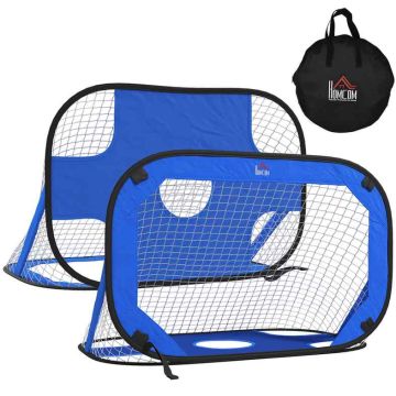 Set of 2 football goals for children Homcom 123x80x80cm., blue/black