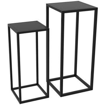 Set of 2 Outsunny flower stands, black