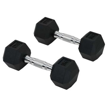 Set of 2 dumbbells Homcom 10.5x10.5x27.2cm., black/silver