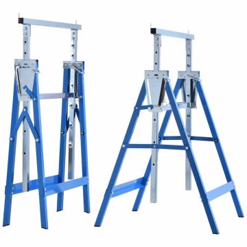 Комплект из 2 подставок для пил Homcom 68x58x130 см, сине-серебристого цвета.