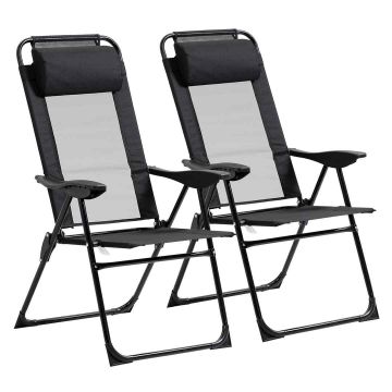 Zestaw 2 krzeseł ogrodowych Outsunny 62x70x109cm, czarno-szary