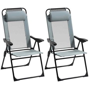 Zestaw 2 krzeseł ogrodowych Outsunny 62x70x109cm, szaro-czarny