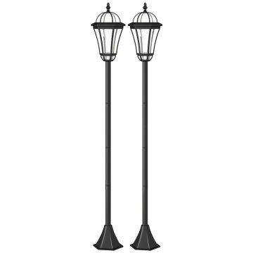 Zestaw 2 lamp ogrodowych z baterią solarną Outsunny 18,5x129cm, kolor czarny