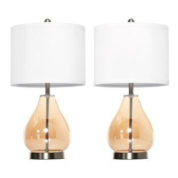 Set of 2 table lamps Homcom 30x30x56cm., white/silver color