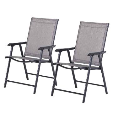 Zestaw 2 składanych krzeseł kempingowych Outsunny 58x64x94cm, szaro-czarny