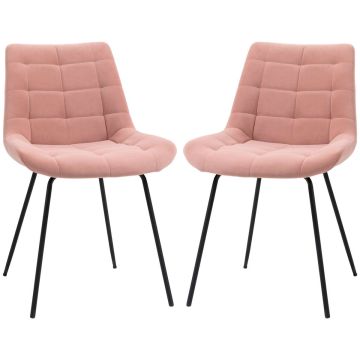 Set of 2 dining chairs Homcom 50x61x79cm., pink/black