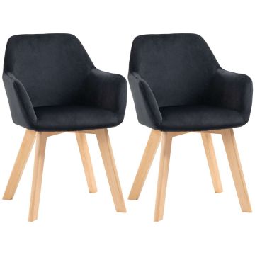 Set of 2 dining chairs Homcom 54x57x80cm., black/light brown