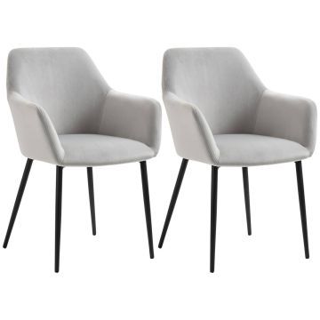 Set of 2 dining chairs Homcom 54x57x80cm., light gray/black