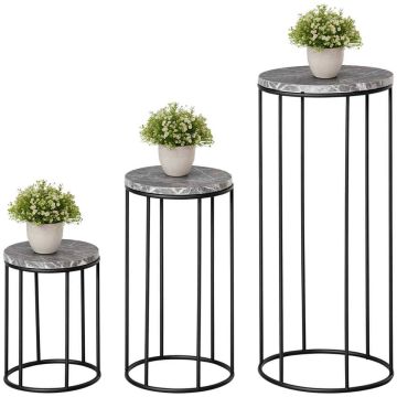 Set of 3 Outsunny flower stands, grey/black