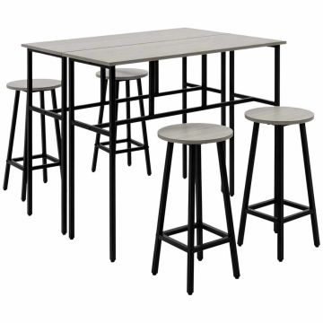 Set of 4 bar stools with tables Homcom, black/gray