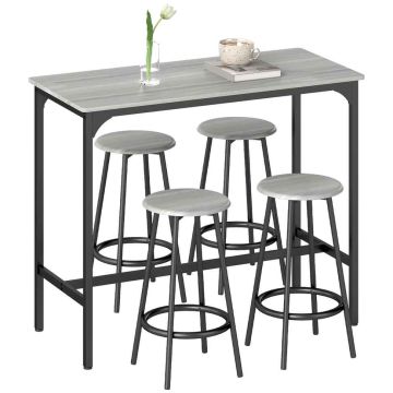 Set of 4 bar stools with tables Homcom, black/gray