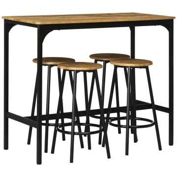 Set of 4 bar stools with tables Homcom, black/brown