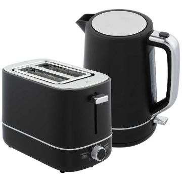 Homcom toaster and kettle set, black/silver