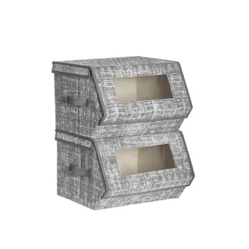 Set of 2 fabric storage boxes, gray